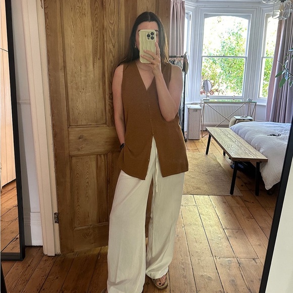 NWT MANGO Knit Sleeveless Sweater/Vest in Camel - Picture 3 of 8